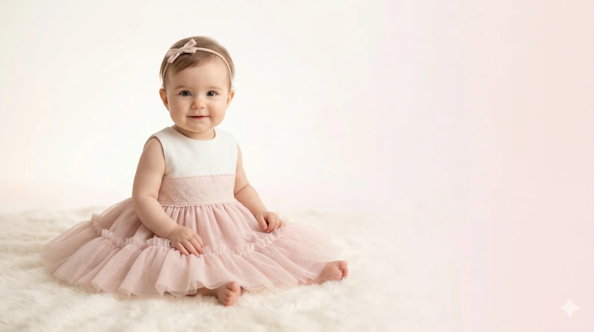 Moda infantil española premium — vestido de tul rosa para bebé